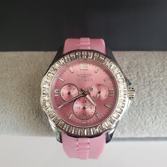 Invicta Women's Angel Watch 40mm Pink Silicone‎ Band Crystal Bezel Model 22472 - Picture 9 of 9